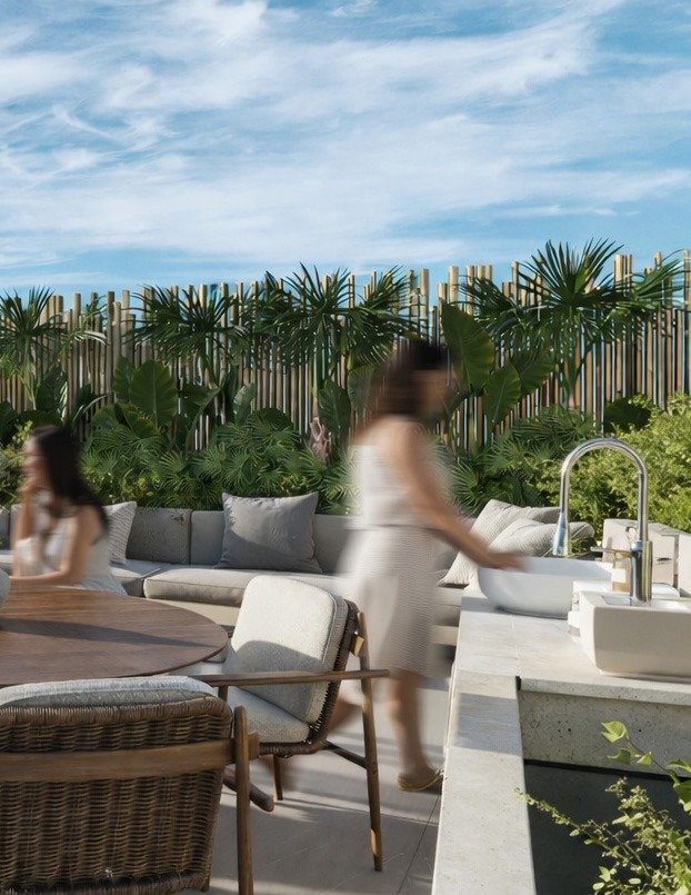 Rooftop con cocina exterior y alberca